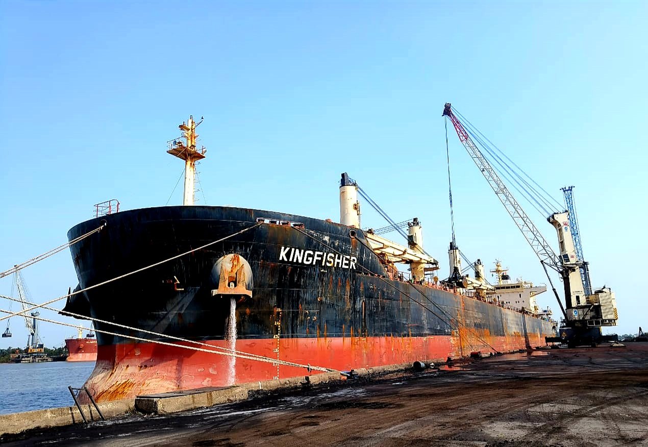 Illustrative bulk carrier at an iron ore loading berth